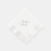 Elfenbein | Chic Script Minimalistisch Hochzeitsei Serviette (Ecke)