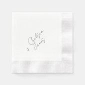 Elfenbein | Chic Script Minimalistisch Hochzeitsei Serviette (Vorderseite)