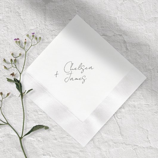 Elfenbein | Chic Script Minimalistisch Hochzeitsei Serviette