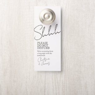 Elfenbein   Chic Script Minimalistisch Wedding Türanhänger