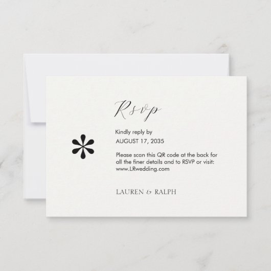 Elfenbein | Chic Script UAWG QR Code Hochzeit RSVP Karte (Vorderseite)