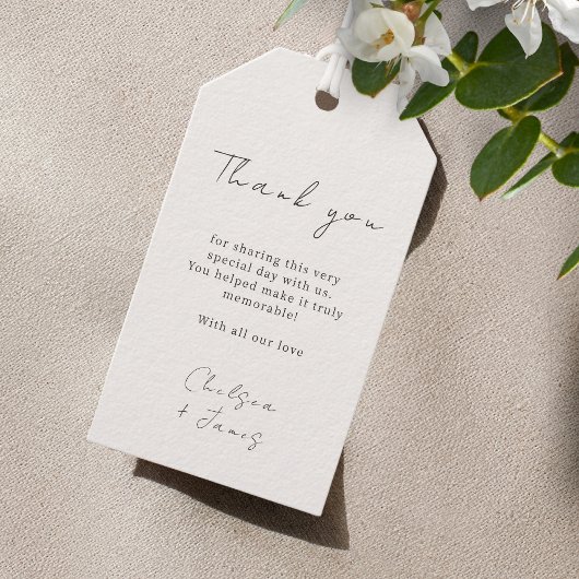 Elfenbein | Chic Script Wedding Vielen Dank für Ih Geschenkanhänger