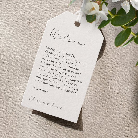 Elfenbein | Chic Script Wedding Willkommenstempel Geschenkanhänger