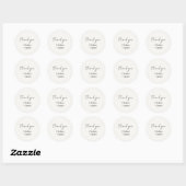 Elfenbein | Chic Simple Script Danke Hochzeit Runder Aufkleber (Blatt)