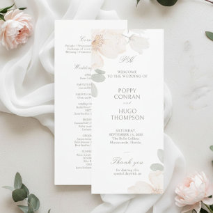 Elfenbein Chic Wasserfarbe Blumen Hochzeitsprogr Programm