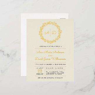 Elfenbein | Country Floral Wreath Wedding Folie Einladungspostkarte