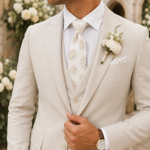 Elfenbein-Creme-Blumenbouquet Krawatte
