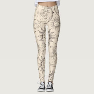 Elfenbein Creme Magie Vintage Himmelszelt Sonne Mo Leggings