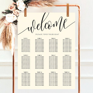 Elfenbein Creme Minimalistischer Hochzeit Sitzplan Poster
