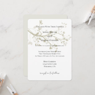 Elfenbein Creme Vogel Baum Zweige Florale Hochzeit Einladung