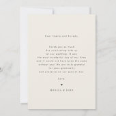 Elfenbein Delicate Calligraphy Wedding Foto Vielen Dankeskarte (Rückseite)