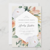 Elfenbein | Desert Floral Graduation Party Einladung (Vorderseite)