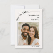 Elfenbein einfaches modernes Foto Hochzeit Save th The Date (Vorderseite)