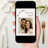 Elfenbein einfaches modernes Foto Hochzeit Save th The Date