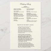 Elfenbein Elegantes katholisches Hochzeitsprogramm Briefpapier (Rückseite)