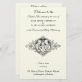 Elfenbein Elegantes katholisches Hochzeitsprogramm Briefpapier (Vorne/Hinten)