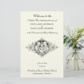 Elfenbein Elegantes katholisches Hochzeitsprogramm Briefpapier (Stehend Vorderseite)