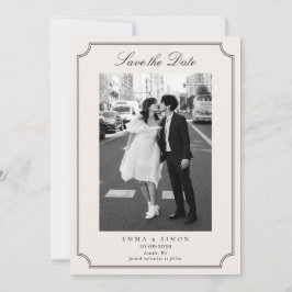 Elfenbein Elegantes Rahmen-Foto Save the Date Dankeskarte