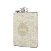 Elfenbein Embossed Floral Vinyl Wrapped Flask Flachmann (Links)