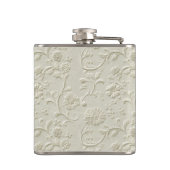 Elfenbein Embossed Floral Vinyl Wrapped Flask Flachmann (Rückseite)