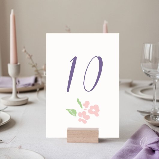 Elfenbein | Florale Hochzeit Tischnummer Flach 