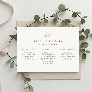 Elfenbein Florale Hochzeitswochenend-Itinerary-Z Einladung