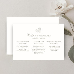 Elfenbein   Florales Hochzeitswochenende-Itinerary Einladung