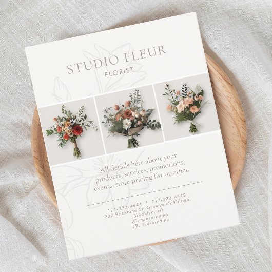 Elfenbein | Foto für einfaches florales Business-M Flyer