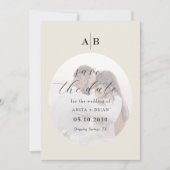 Elfenbein Foto Hochzeit Save The Date (Vorderseite)