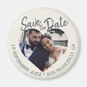 Elfenbein-Foto-Modern-Script-Save-the-Date Magnet (Vorne)