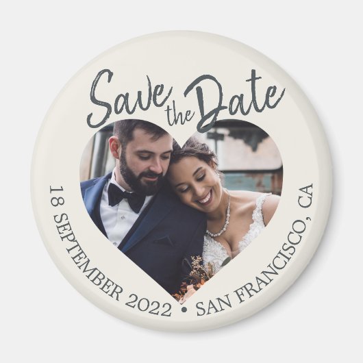 Elfenbein-Foto-Modern-Script-Save-the-Date Magnet (Vorne)