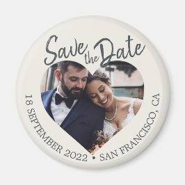 Elfenbein-Foto-Modernschrift Save-the-Date-Karte Magnet