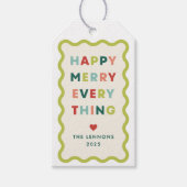 Elfenbein Frohe Fröhliche Wellige Weihnachtsgesche Geschenkanhänger (Vorderseite)