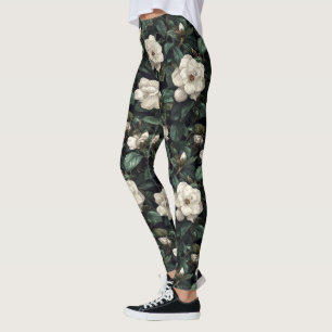Elfenbein Gardenien Fitness Mode Gardenien Akzent  Leggings