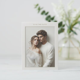 Elfenbein gerahmtes Foto Save the Date Postkarte