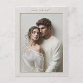 Elfenbein gerahmtes Foto Save the Date Postkarte (Vorderseite)
