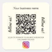Elfenbein-Geschäftsname QR-Code Instagram Quadratischer Aufkleber (Vorderseite)