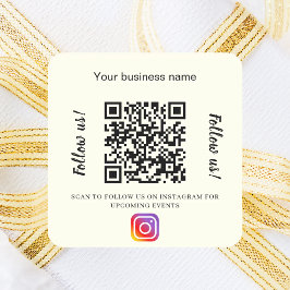 Elfenbein-Geschäftsname QR-Code Instagram Quadratischer Aufkleber