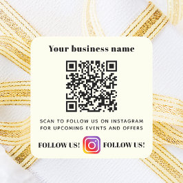 Elfenbein-Geschäftsname QR-Code Instagram Quadratischer Aufkleber