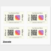 Elfenbein-Geschäftsname QR-Code Instagram Rechteckiger Aufkleber (Blatt)