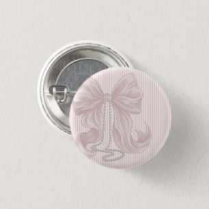 Elfenbein gestreifte rosa Schleife Baby Shower  Button