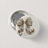 Elfenbein gestreifte Schleife Baby Shower Button (Vorne & Hinten)