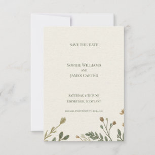 Elfenbein getrocknete botanische Zweig Minimal-Hoc Save The Date