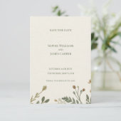 Elfenbein getrocknete botanische Zweig Minimal-Hoc Save The Date (Stehend Vorderseite)