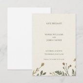 Elfenbein getrocknete botanische Zweig Minimal-Hoc Save The Date (Vorne/Hinten)