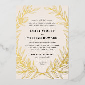 Elfenbein Gilded Wreath Formal Wedding Foil Einlad Folieneinladung (Vorderseite)
