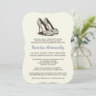 Elfenbein Glamour Schuhe Junggesellinnenabschied Einladung
