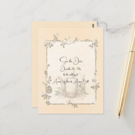 Elfenbein Glänzend Elegant Funkelnd Termin merken Postkarte