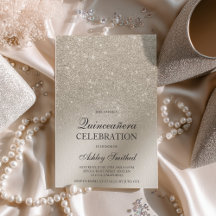 Elfenbein-Glitzer-Metallfolie Quinceañera
