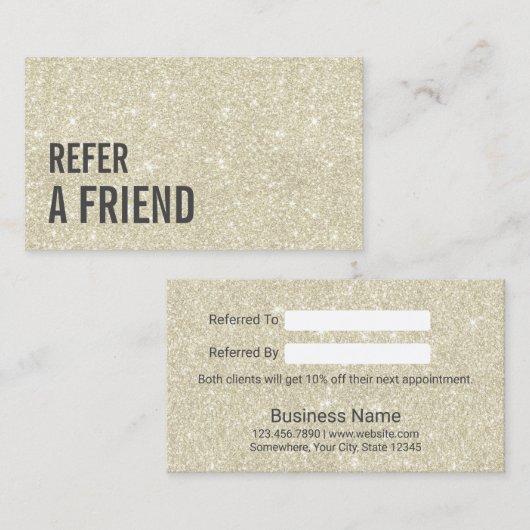 Elfenbein-Glitzer-Schönheits-Salon der Empfehlungskarte (Vorne/Hinten)